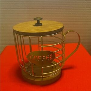Gold Wire Coffee Pods Holder With Lid